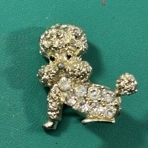 Vintage Nemo Designer Signed‎ Jewelry Poodle Pin Brooch Rhinestones